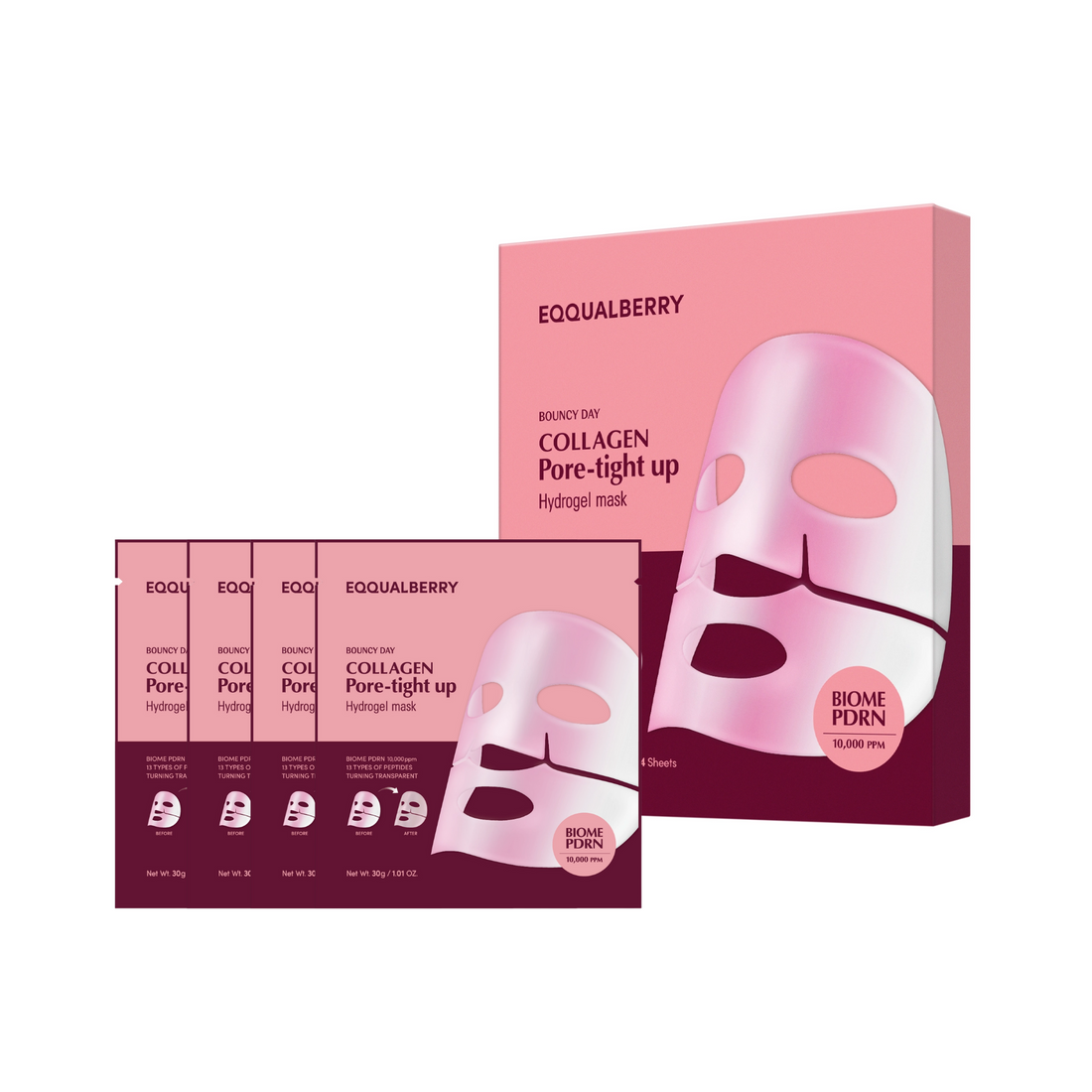 EQQUALBERRY Collagen Pore Tight Up Hydrogel Mask (4ea)