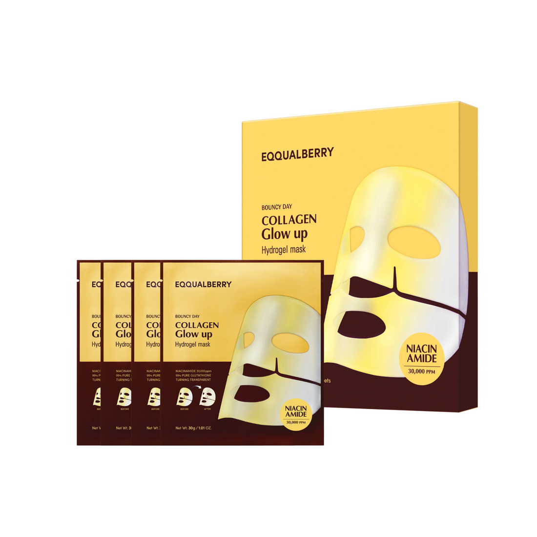 EQQUALBERRY Collagen Glow Up Hydrogel Mask (4ea)