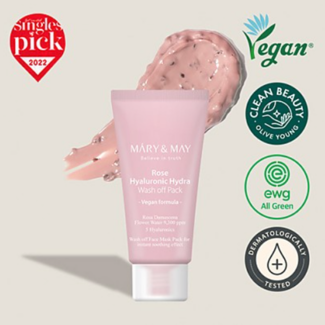 Mary&amp;May Rose Hyaluronic Hydra Wash off Pack