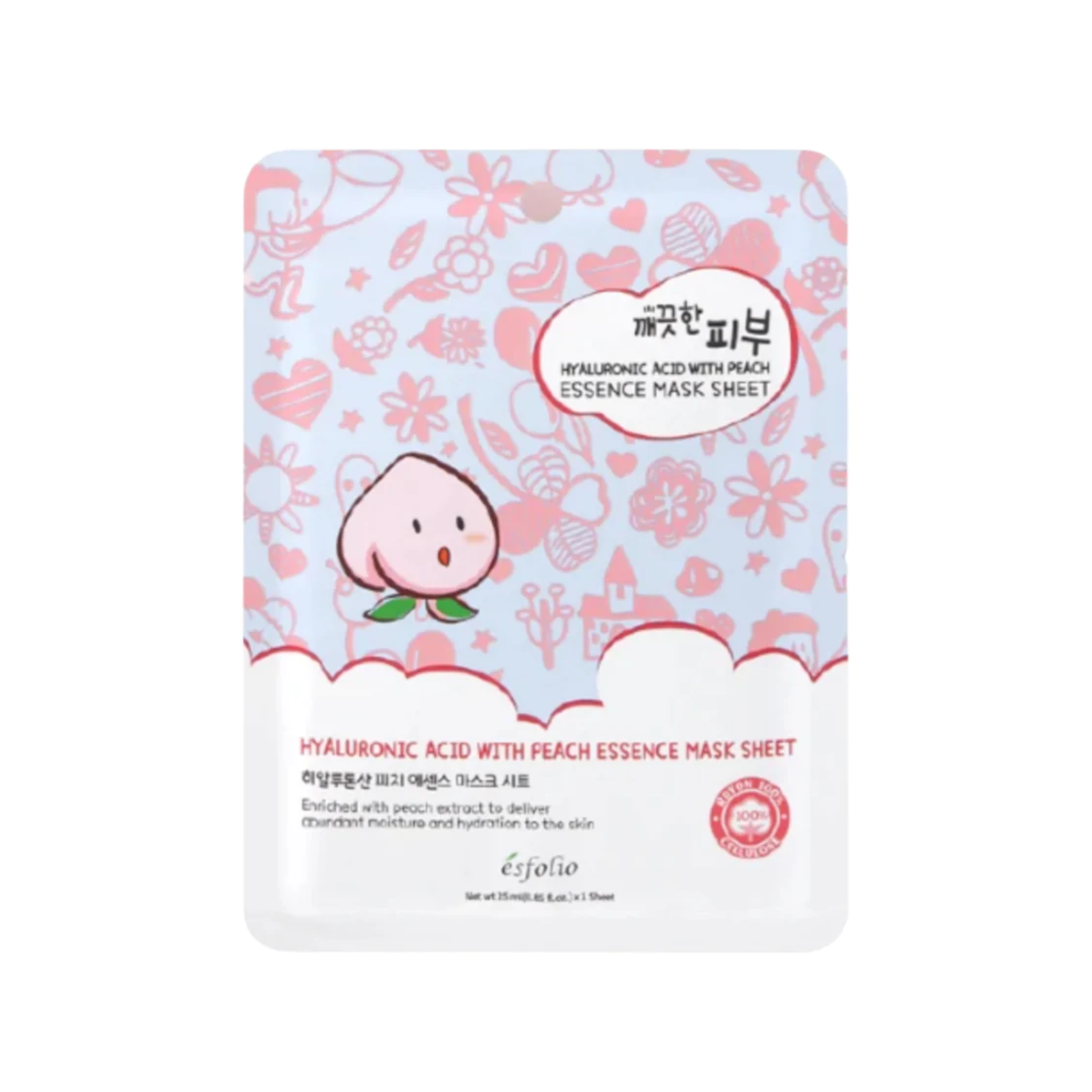 Esfolio Hyaluronic Acid With Peach Essence Mask Sheet